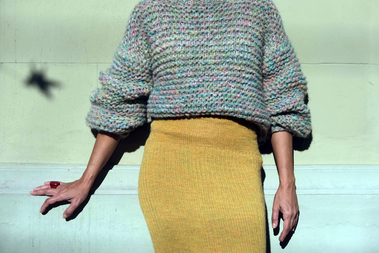 NINI DUO two-tone purl knit sweater