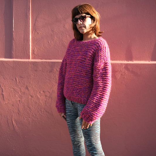 NINI DUO two-tone purl knit sweater