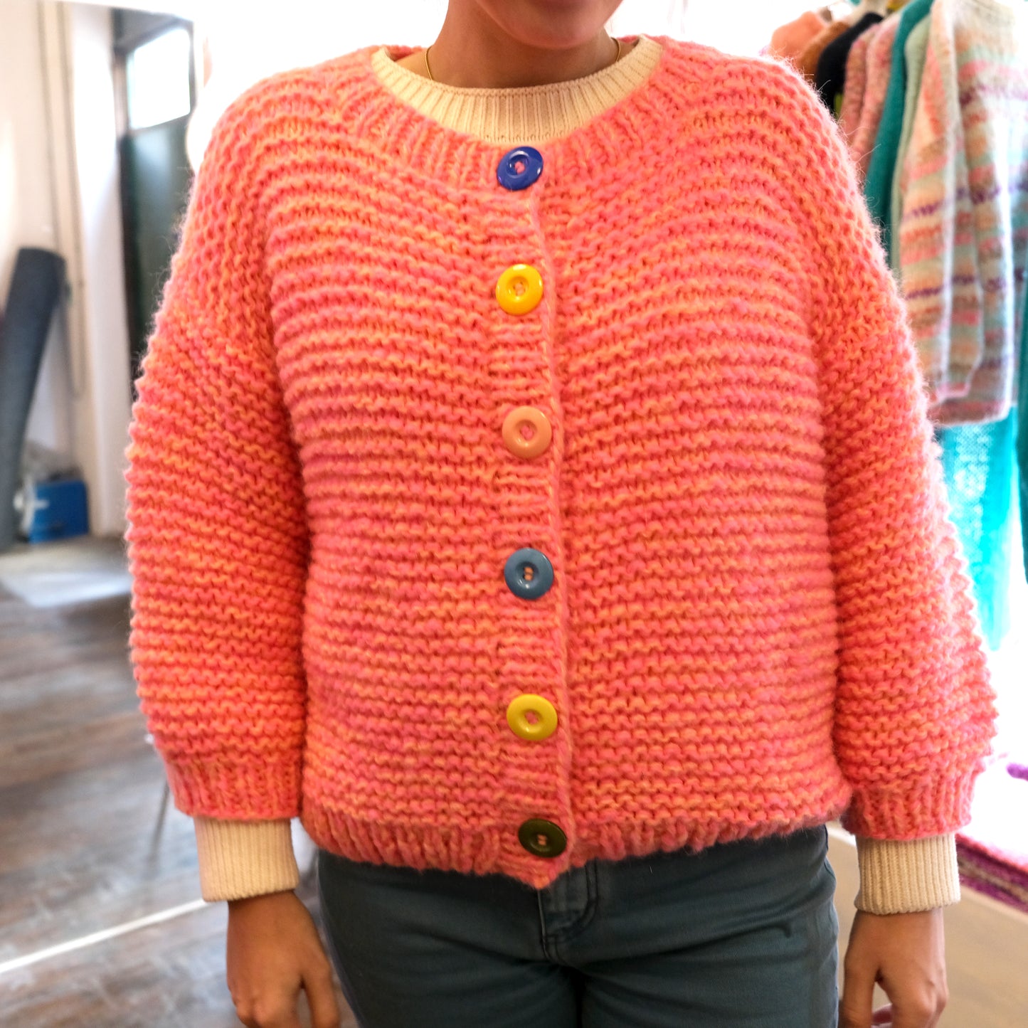 NINI chunky cardigan - peach candy