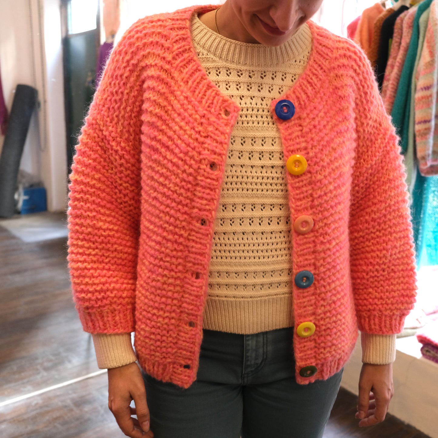 NINI chunky cardigan - peach candy