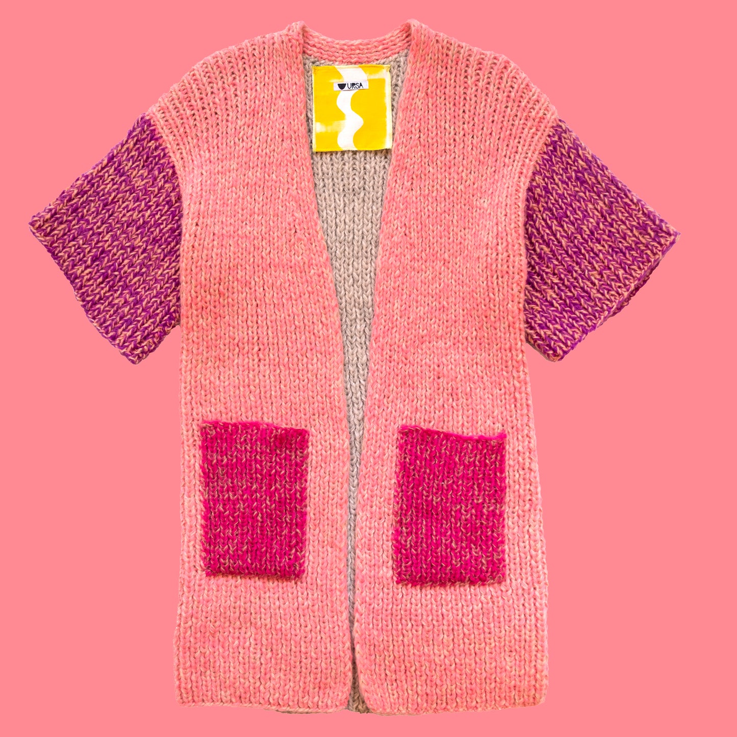 KIMONO knit duster cardigan - hot pink + fuchsia
