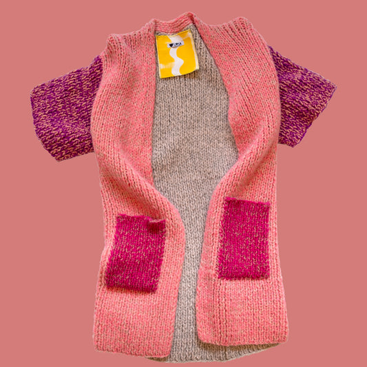 KIMONO knit duster cardigan - hot pink + fuchsia