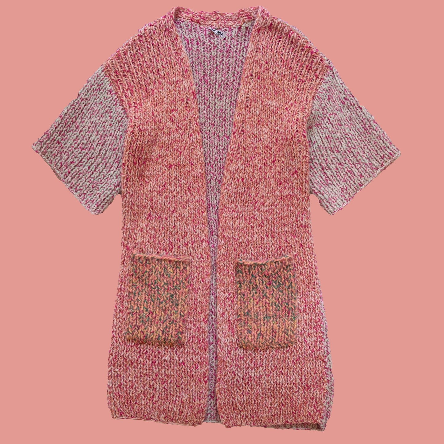 KIMONO knit duster cardigan - blush + coral