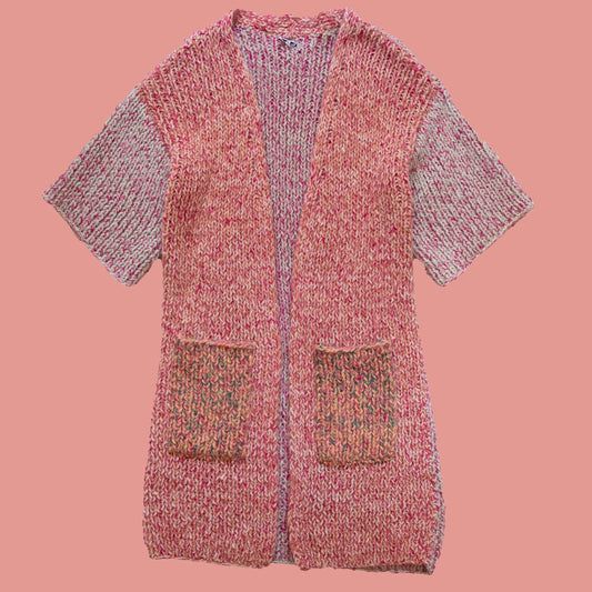 KIMONO knit duster cardigan - blush + coral
